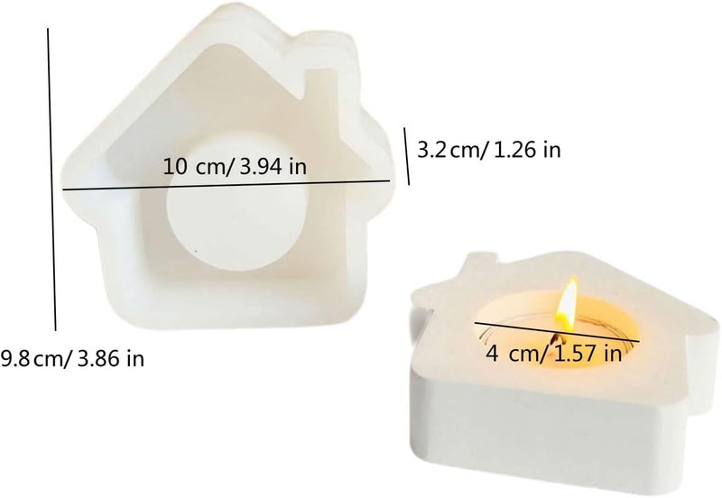 FirstTry Tealight Candle Holder Mold I 3D House Shape Candlestick Epoxy Deep Casting Silicone Mould I for DIY Handmade Art Craft Jewelry Storage Box Trinket Container Home Table Decoration - Image 2