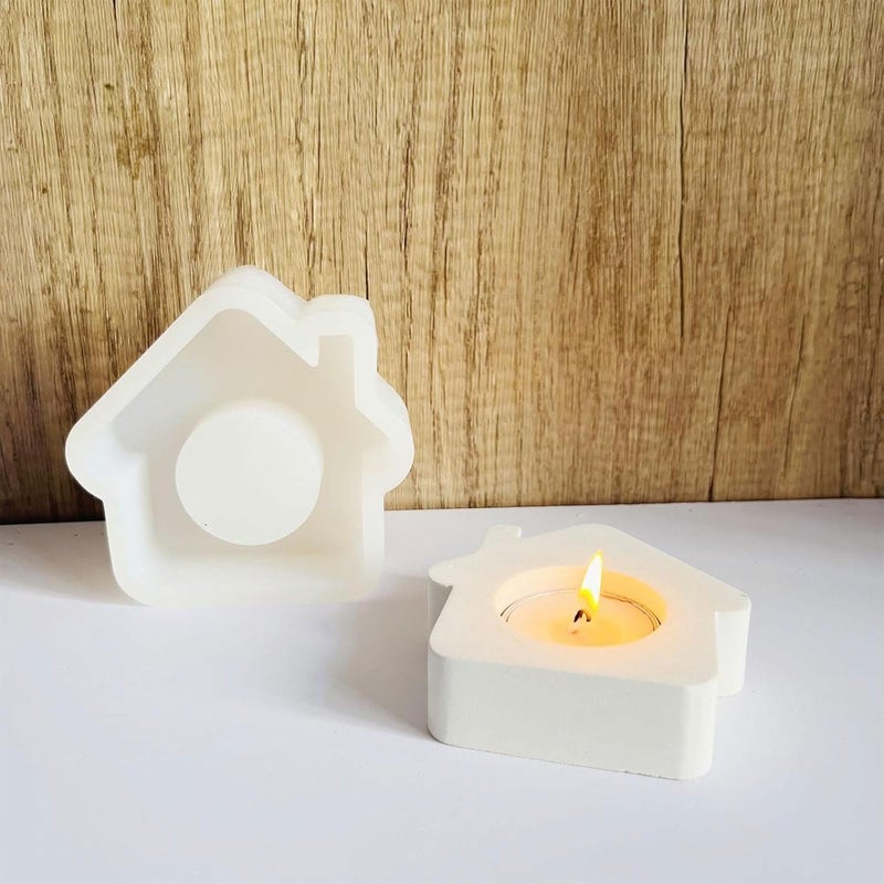 FirstTry Tealight Candle Holder Mold I 3D House Shape Candlestick Epoxy Deep Casting Silicone Mould I for DIY Handmade Art Craft Jewelry Storage Box Trinket Container Home Table Decoration - Image 4