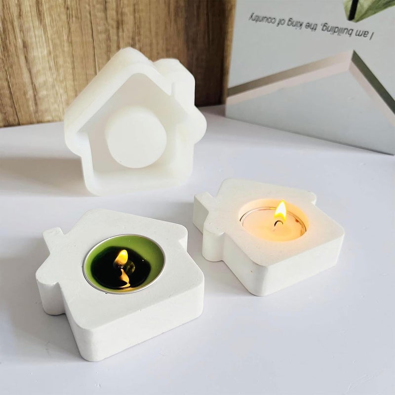 FirstTry Tealight Candle Holder Mold I 3D House Shape Candlestick Epoxy Deep Casting Silicone Mould I for DIY Handmade Art Craft Jewelry Storage Box Trinket Container Home Table Decoration - Image 5