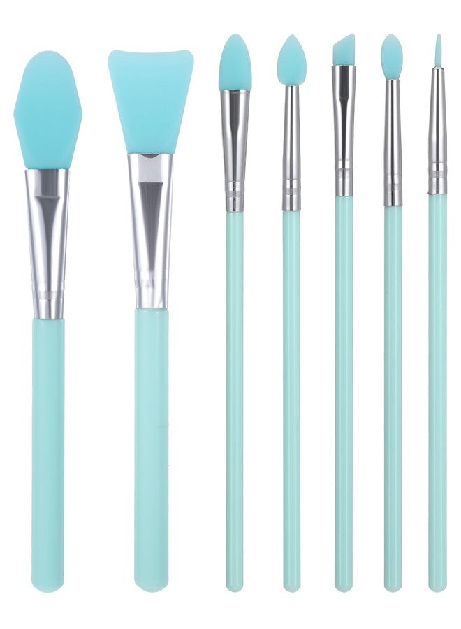 Bremorou 7Pcs Silicone Makeup Brush, Face Cream & Mask Applicator Kit for UV Epoxy Art, Lip Eye Cream Blending Tools - Soft Jelly Brushes (Green) - Image 1