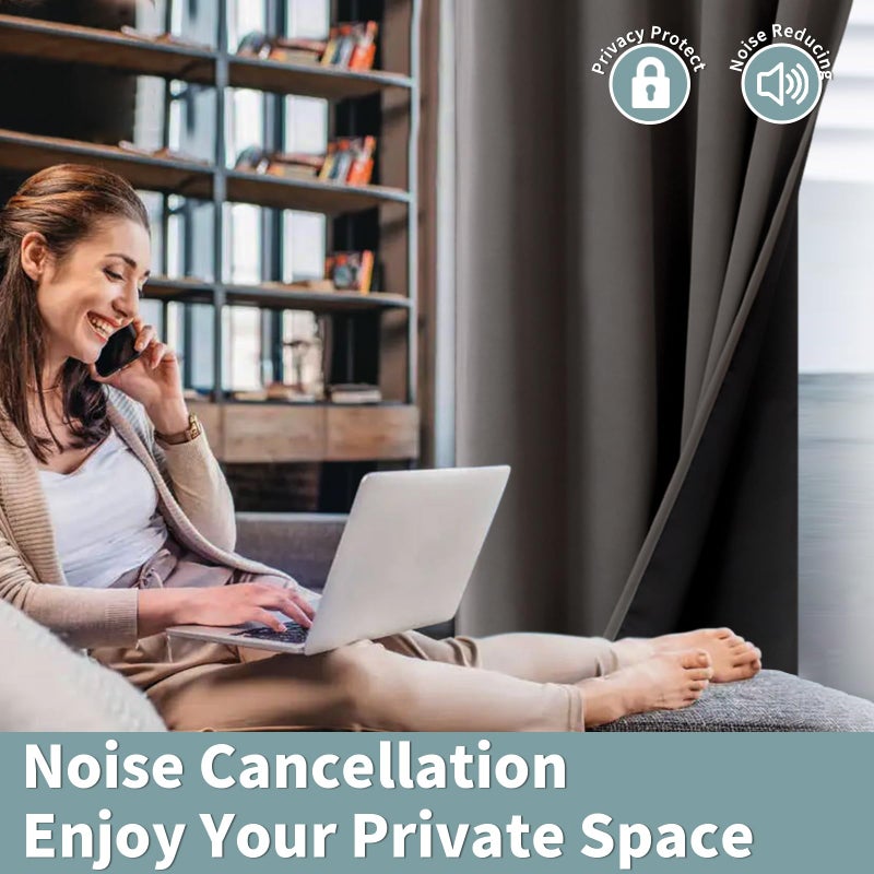 BGment بجلات حرارية معزولة بنسبة 100 ٪ انقطاع الستائر لغرفة النوم مع بطانة سوداء طبقة مزدوجة الغرفة الكاملة ضوضاء الستار تقليل الستار جروميت (52 × 63 بوصة رمادي 2 لوحات) - Image 5