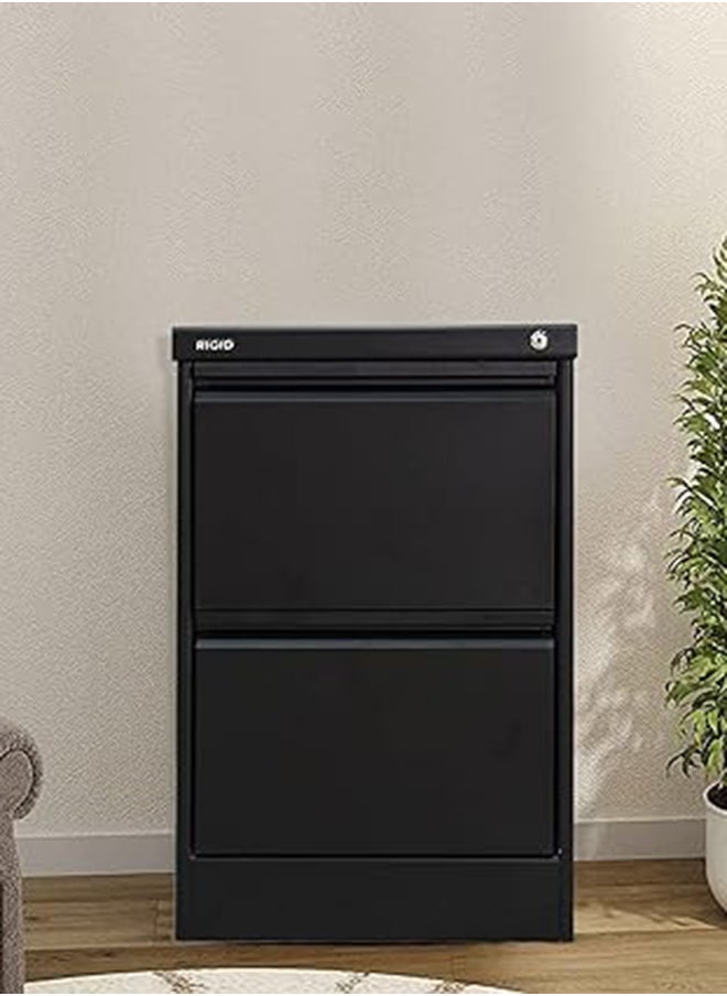 RIGID Steel Curved 2 Drawers Filing Cabinet Black 73x46.5x62cm  - Image 1