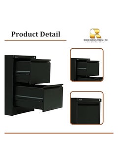 RIGID Steel Curved 2 Drawers Filing Cabinet Black 73x46.5x62cm  - Image 4