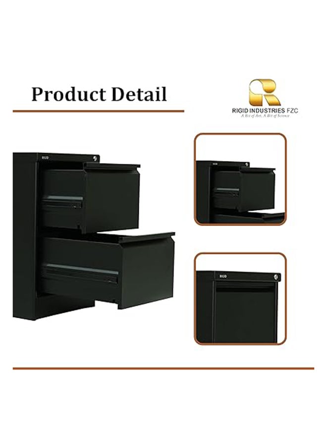 RIGID Steel Curved 2 Drawers Filing Cabinet Black 73x46.5x62cm  - Image 4