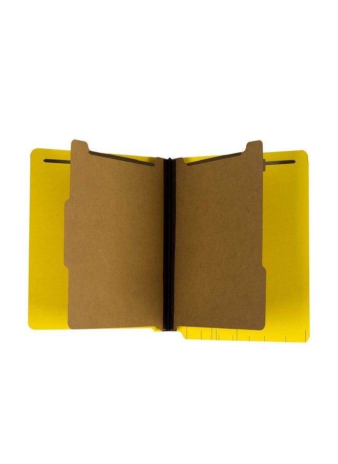 The File King - Two Divider Pressboard Classification Yellow File Folder Letter Size | Box Of 10 | End Tab | 2” Expansion | Six 2Inch Fastener Prongs | Made In America - Image 1