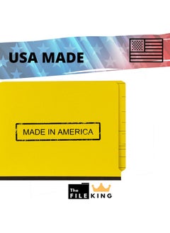 The File King Two Divider Pressboard Classification Yellow File Folder Letter Size | Box Of 10 | End Tab | 2” Expansion | Six 2Inch Fastener Prongs | Made In America  - Image 5