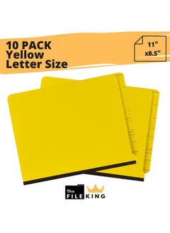 The File King Two Divider Pressboard Classification Yellow File Folder Letter Size | Box Of 10 | End Tab | 2” Expansion | Six 2Inch Fastener Prongs | Made In America  - Image 2