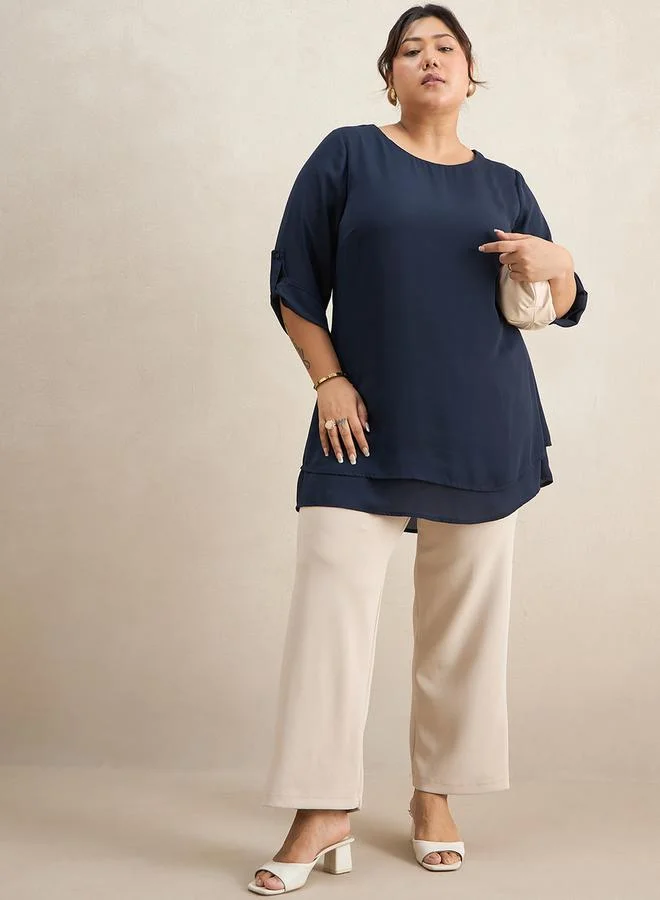 Femmella Femmella Plus Sie Double Layer Longline Tunic