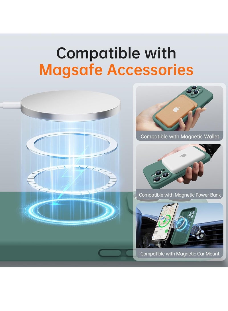 ELTRAZONE iPhone 16 Pro Max Case with 2 Screen Protectors – Liquid Silicone Protective Phone Case (6.9") – Compatible with MagSafe – Upgraded Camera Protection – Dark Green - Image 2