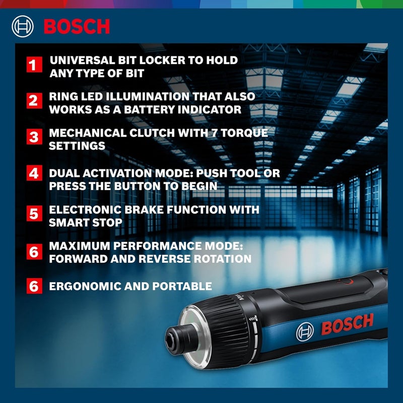 BOSCH GO 3.0 Professional Screwdriver Kit | 9-Piece Screwdriver Bit Set| 2.0Ah Battery | Speed 360 RPM | Torque 5/2 Nm | Push Start and Smart Stop | ¼" HEX Universal Bit Holder| 1 Yr Warranty - Image 3