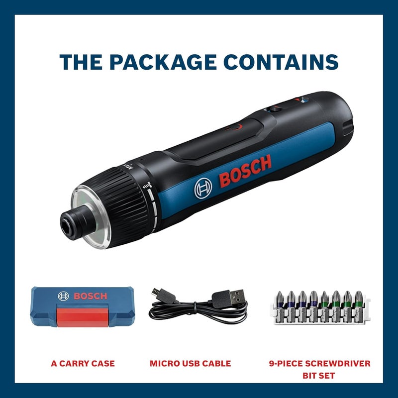 BOSCH GO 3.0 Professional Screwdriver Kit | 9-Piece Screwdriver Bit Set| 2.0Ah Battery | Speed 360 RPM | Torque 5/2 Nm | Push Start and Smart Stop | ¼" HEX Universal Bit Holder| 1 Yr Warranty - Image 2