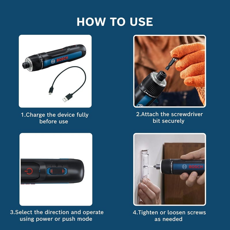 BOSCH GO 3.0 Professional Screwdriver Kit | 9-Piece Screwdriver Bit Set| 2.0Ah Battery | Speed 360 RPM | Torque 5/2 Nm | Push Start and Smart Stop | ¼" HEX Universal Bit Holder| 1 Yr Warranty - Image 5