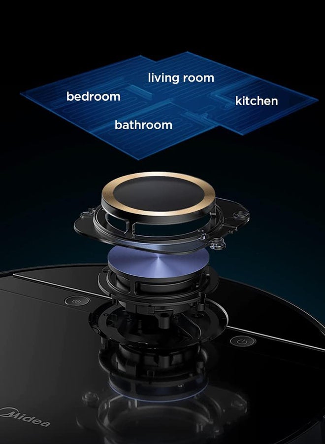 Midea Pro Robot Vacuum cleaner,Strong Suction with BLDC motor, 150 Min Run Time, Wet Mopping, App & Voice control with Msmartlife, 450ml dust-180ml water tank, Carpet sensor, LDS Navigation 240 W M7PRO Black - Image 3