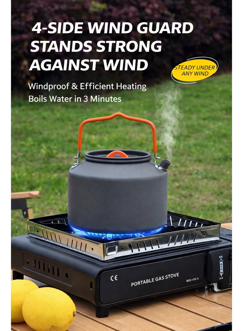 ARNOTEC موقد غاز محمول للتخييم 2900 واط مع واقي ريح وحقيبة حمل – موقد خارجي قابل للتعديل للنار للتخييم، المشي، الشواء والاستخدام الطارئ - Image 2