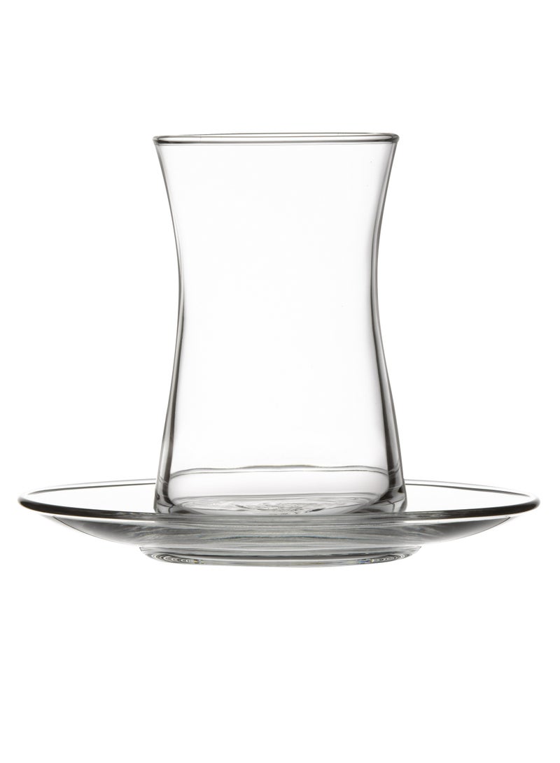 Pasabahce 12-Piece Heybeli Tea & Saucer Set, 6 Cups & 6 Saucers, 170 ml Clear 170ml - Image 2