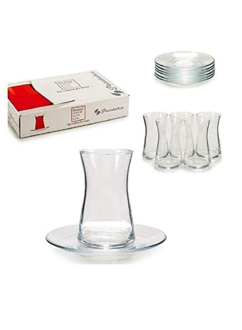 Pasabahce 12-Piece Heybeli Tea & Saucer Set, 6 Cups & 6 Saucers, 170 ml Clear 170ml - Image 4
