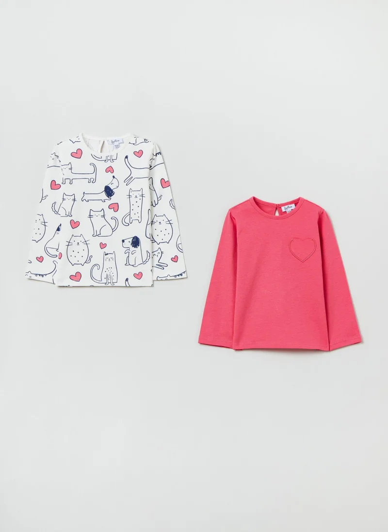 او في اس Two-Pack T-Shirts In Cotton With Print