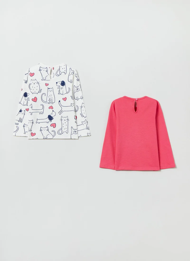 او في اس Two-Pack T-Shirts In Cotton With Print