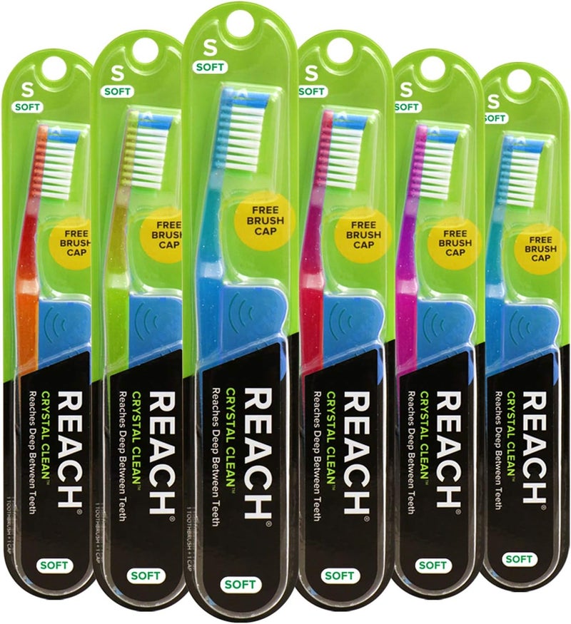 REACH Crystal Clean Toothbrush, Soft Bristles, 1 Count, Pack Of 6 - Image 1