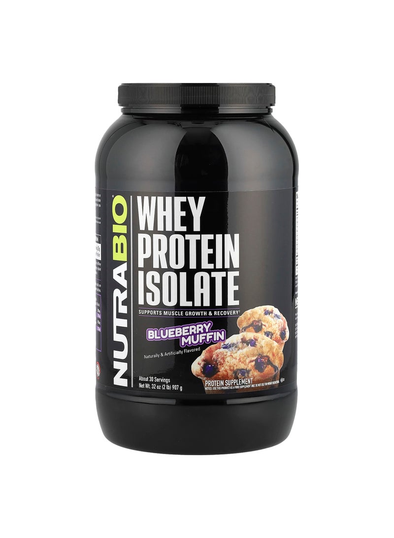 NutraBio Whey Protein Isolate, Blueberry Muffin, 2 lb (907 g)