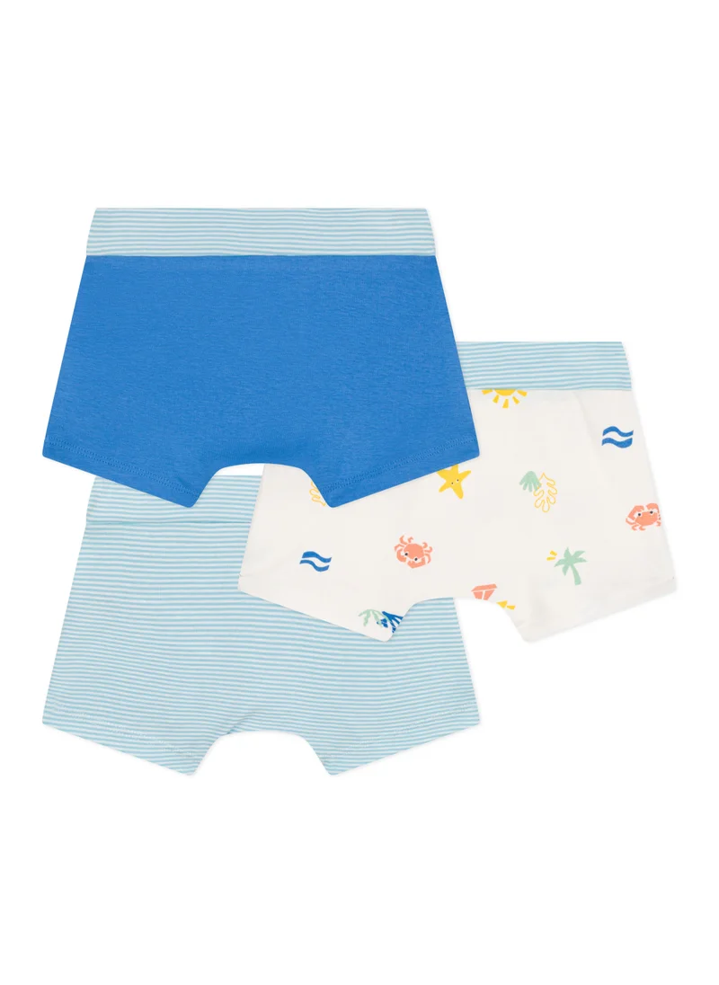 Petit Bateau Children's printed cotton boxers with a covered waistband - 3-Pack