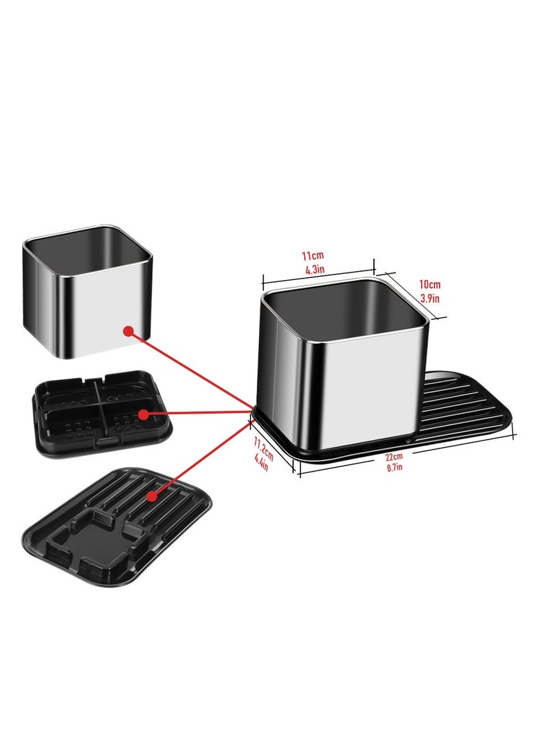 Home Care Stainless Steel Sink Tidy Organizer – 20x11x11cm, PP + Stainless Steel, Bright Surface - Image 2