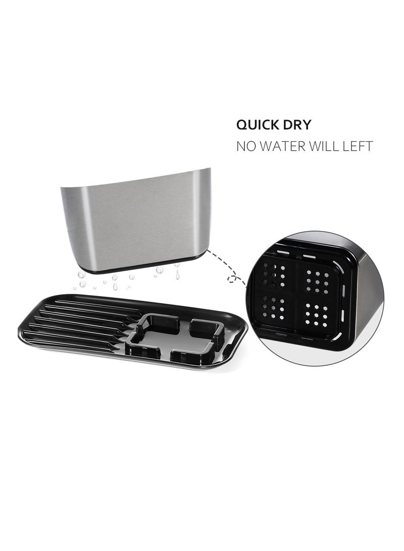 Home Care Stainless Steel Sink Tidy Organizer – 20x11x11cm, PP + Stainless Steel, Bright Surface - Image 4
