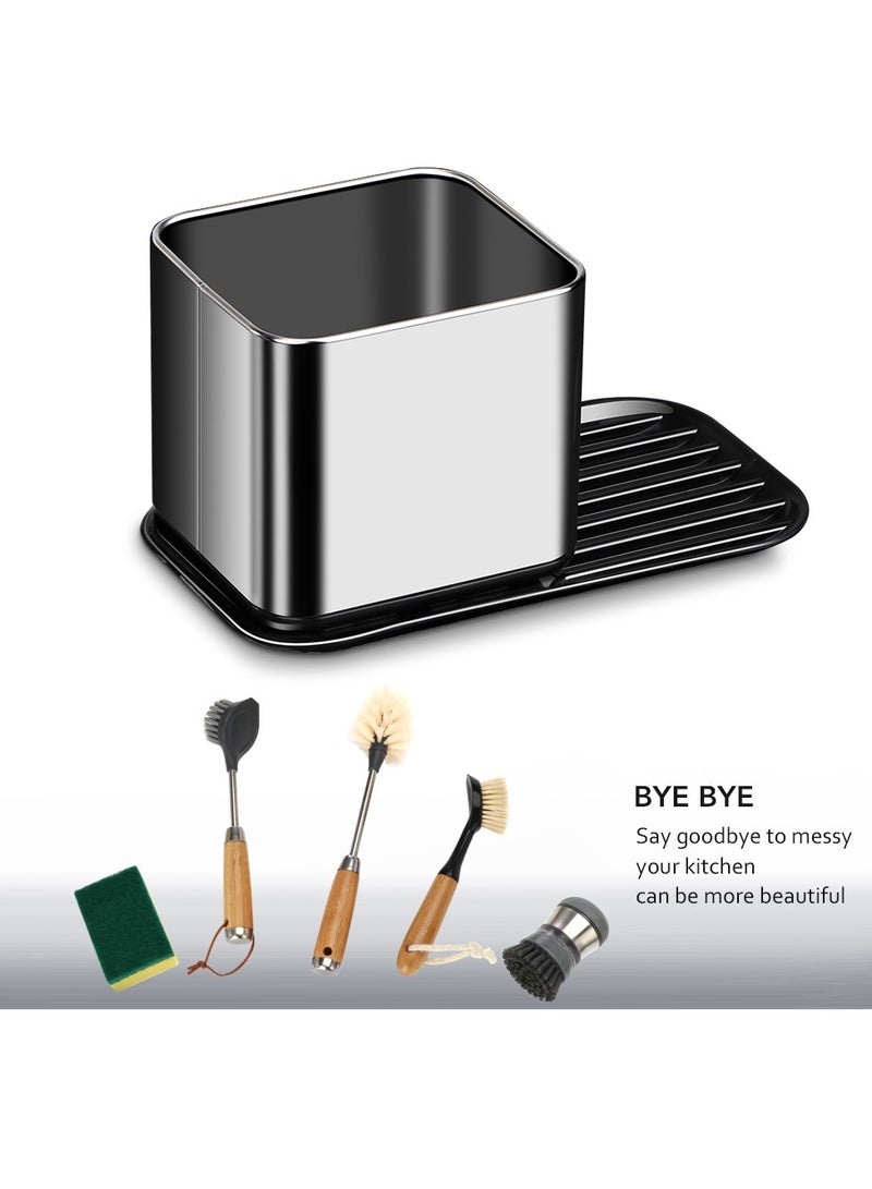 Home Care Stainless Steel Sink Tidy Organizer – 20x11x11cm, PP + Stainless Steel, Bright Surface - Image 3