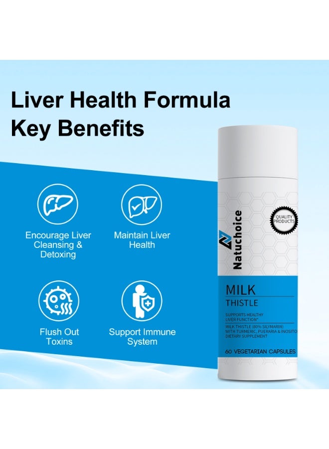 Natuchoice Daily 2 Capsules Liver Support｜Milk Thistle 80% Silymarin Capsules｜With Turmeric + Pueraria + Inositol｜Vegetarian Capsules Detox & Enhance Liver Health｜Natuchoice - Image 3