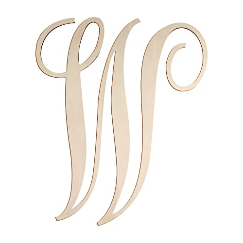 Focal20 Cursive Wooden Letters for Wall Decor 14 Inch Large Wooden Letters Unfinished Monogram Wood Letter Crafts Alphabet Sign Cutouts for DIY Painting Door Hanger W