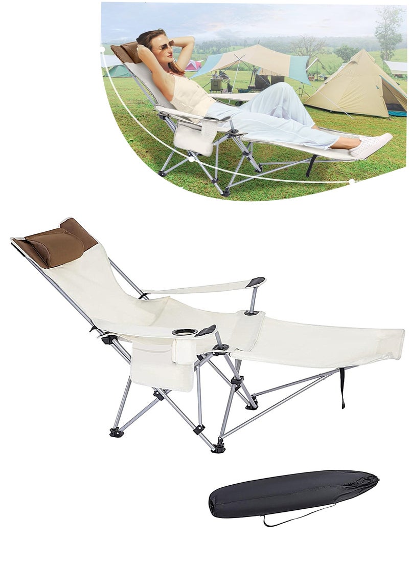 Sharpdo Foldable Beach Chair with Bottle Holder Outdoor Camping Home Office Folding Bed,Suitable for Camping, Beach, Outdoor Activities 50*50*(90-160)cm,2 Modes  - Image 1