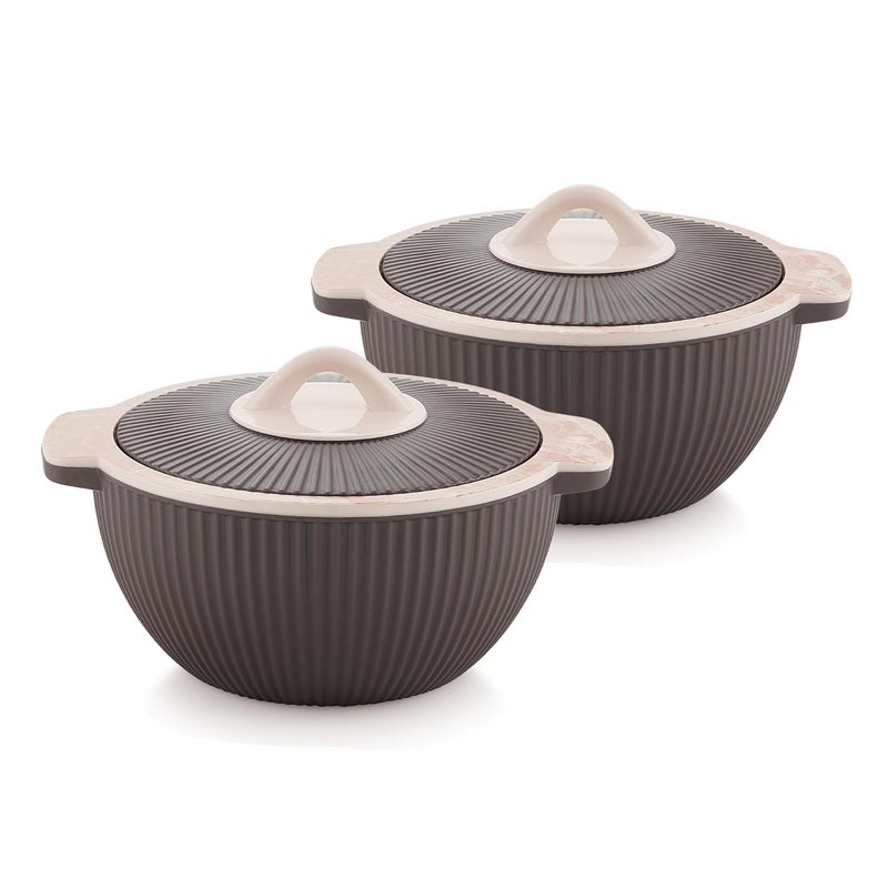 Liza طقم ليزا كوزموس من 2 قدر، قدر دائري معزول داخلي من الفولاذ المقاوم للصدأ مع غطاء ومقبض | خالي من BPA | مقبض مريح | طقم كوزموس من 2 قطعة - 1450 مل + 1450 مل (بني) - Image 2