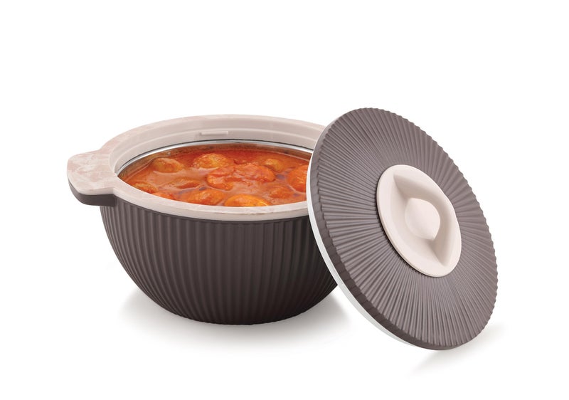 Liza طقم ليزا كوزموس من 2 قدر، قدر دائري معزول داخلي من الفولاذ المقاوم للصدأ مع غطاء ومقبض | خالي من BPA | مقبض مريح | طقم كوزموس من 2 قطعة - 1450 مل + 1450 مل (بني) - Image 3