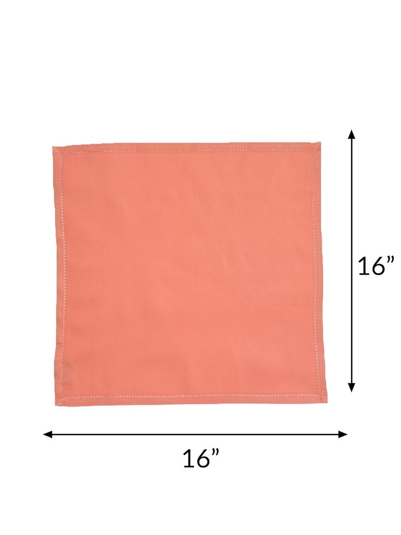 Zeba World Dinner Table Napkins 100% Cotton Set of 6 pcs | Fagotting Embroidery | Washable and Reusable Napkins for Dinner Table - Dark Coral Pink - 16x16 inches (40x40cms) (Pack of 6) - Image 3