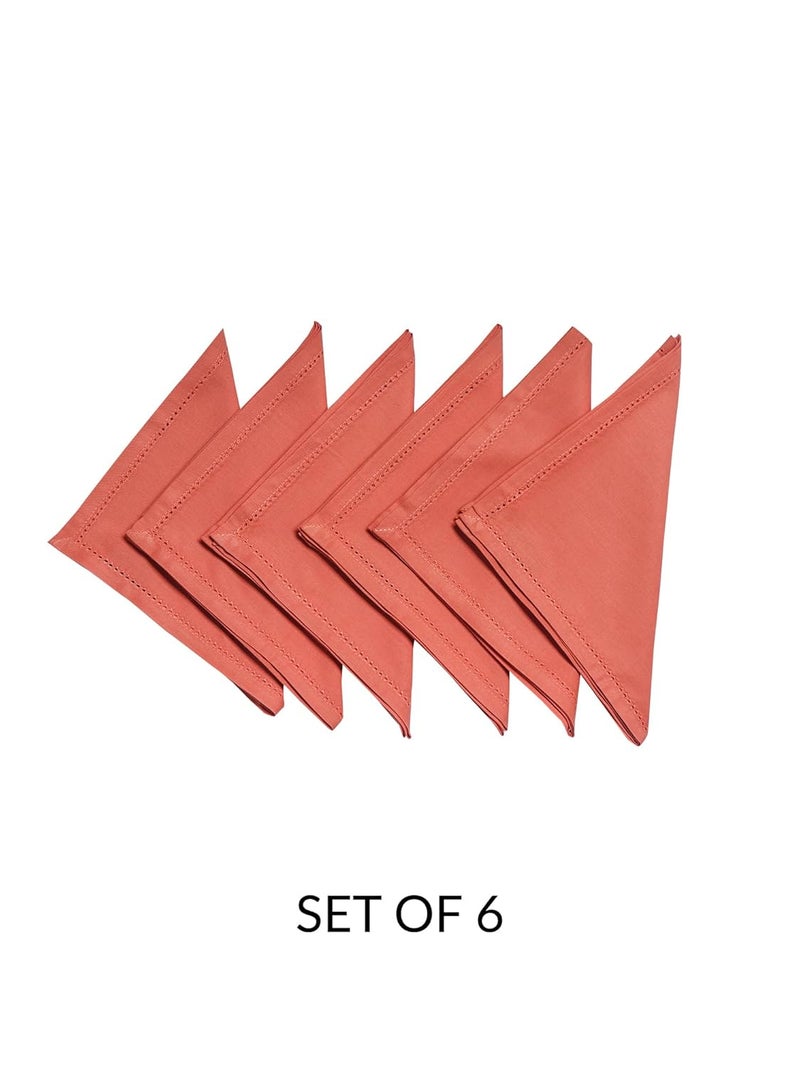 Zeba World Dinner Table Napkins 100% Cotton Set of 6 pcs | Fagotting Embroidery | Washable and Reusable Napkins for Dinner Table - Dark Coral Pink - 16x16 inches (40x40cms) (Pack of 6) - Image 4