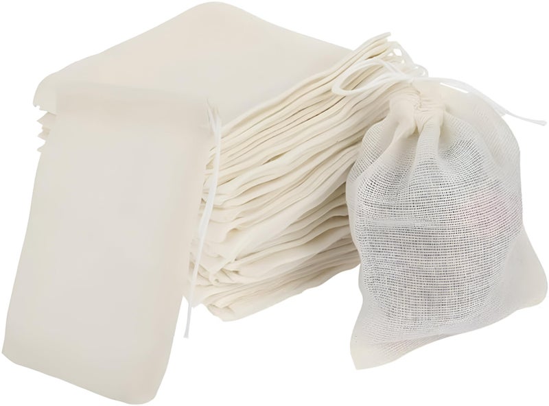 Birdbrid White Cotton Muslin Drawstring Bags, 3 * 4 inch Small Cloth Potli Sachets for Thank You Gifts, Loose Leaf Tea, Spices, Earphones, Return Gift, Packs of 12 - Image 1
