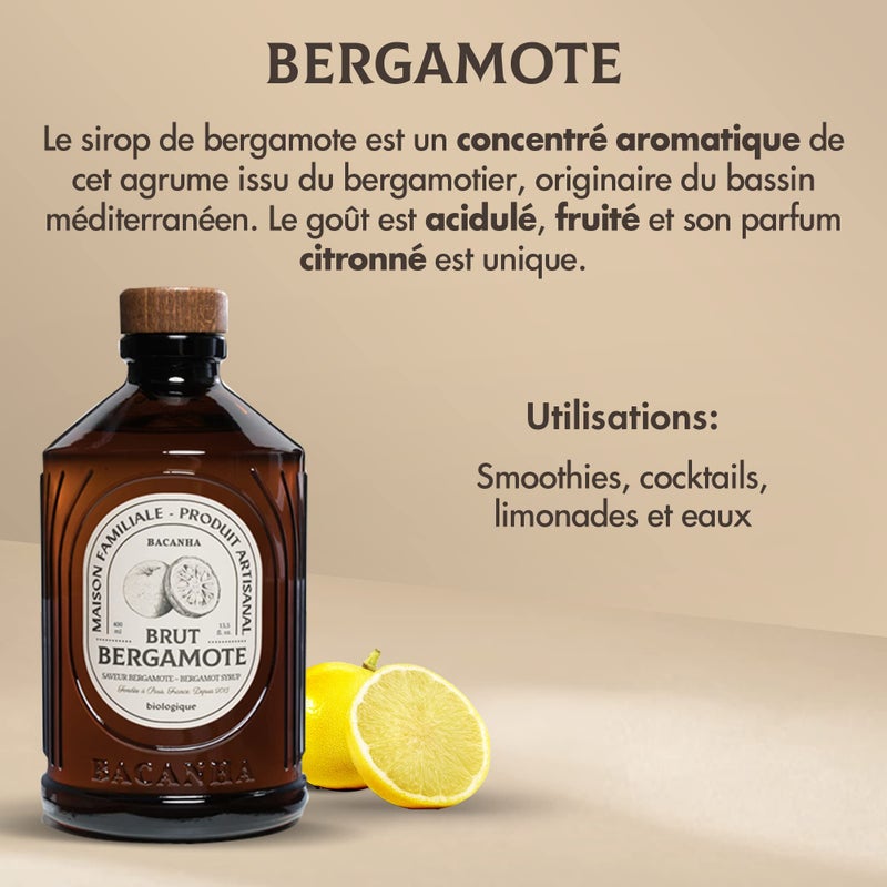 Bacanha Organic Bergamot Syrup - Premium French Citrus Syrup - Tangy & Fragrant Mediterranean Flavor for Cocktails, Teas, Sparkling Drinks & Baking Creations - 400ml Glass Bottle - Image 3