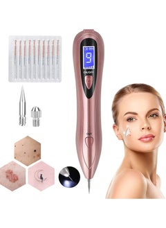 Mole Remover Pen,Portable Skin Tag Remover Pen with 9 Strength Levels 10 Replaceable Fine Needles, for Face Body Wart Freckle Nevus Spot Treatment and Age Spots (Rose Gold)