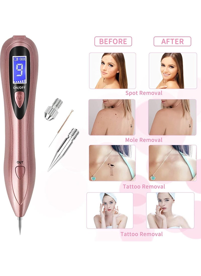 Generic - Mole Remover Pen,Portable Skin Tag Remover Pen with 9 Strength Levels 10 Replaceable Fine Needles, for Face Body Wart Freckle Nevus Spot Treatment and Age Spots (Rose Gold) - Image 1