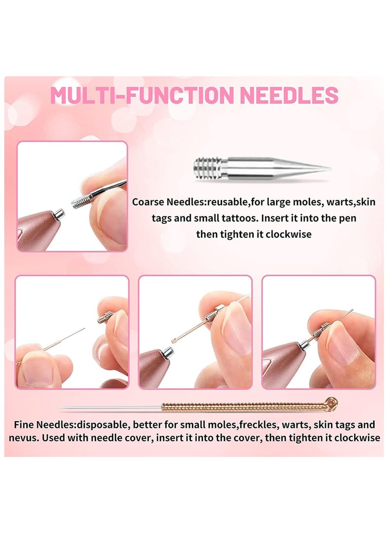 Generic - Mole Remover Pen,Portable Skin Tag Remover Pen with 9 Strength Levels 10 Replaceable Fine Needles, for Face Body Wart Freckle Nevus Spot Treatment and Age Spots (Rose Gold) - Image 1