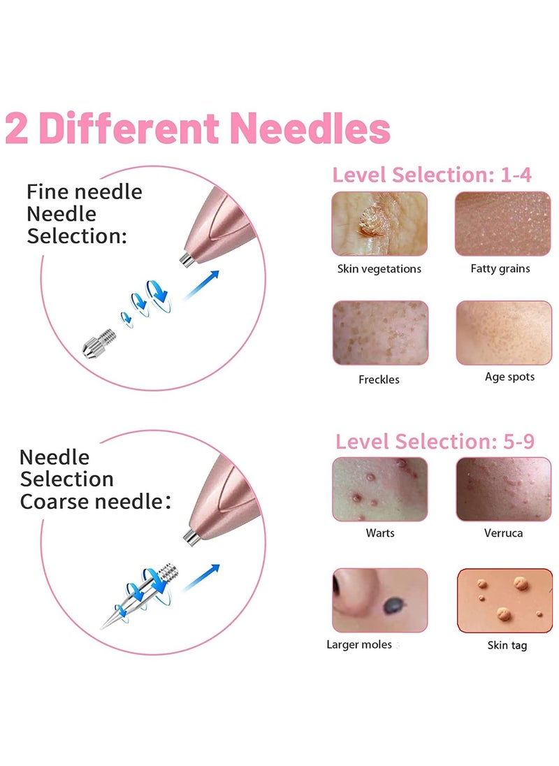 Generic - Mole Remover Pen,Portable Skin Tag Remover Pen with 9 Strength Levels 10 Replaceable Fine Needles, for Face Body Wart Freckle Nevus Spot Treatment and Age Spots (Rose Gold) - Image 1