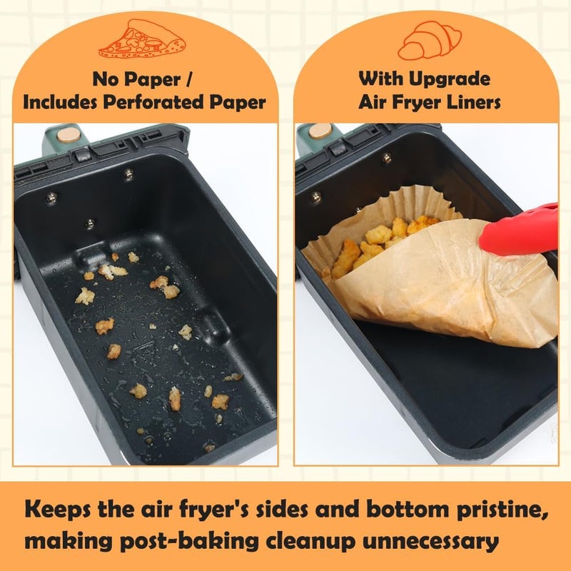 BYKITCHEN Air Fryer Disposable Paper Liners for Ninja Dual Airfryer, 100PCS Rectangle Air Fryer Parchment Paper Sheets for Ninja DZ201/DZ401/DZ550/SL401 & More, Ninja Airfryer Double Stack Accessories - Image 4