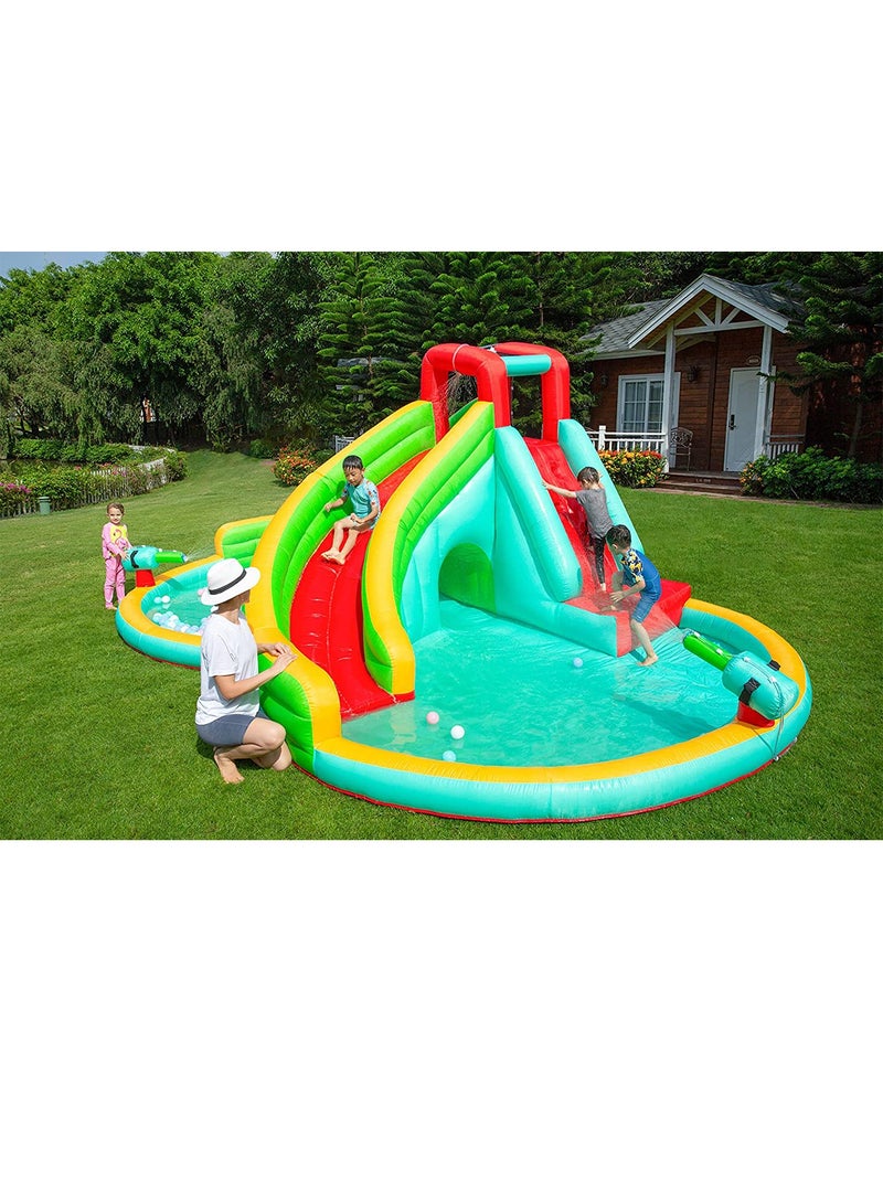 Inflatable Twin Water Slide With Bouncer and Tunnel for Kids Outdoor Play - Image 1