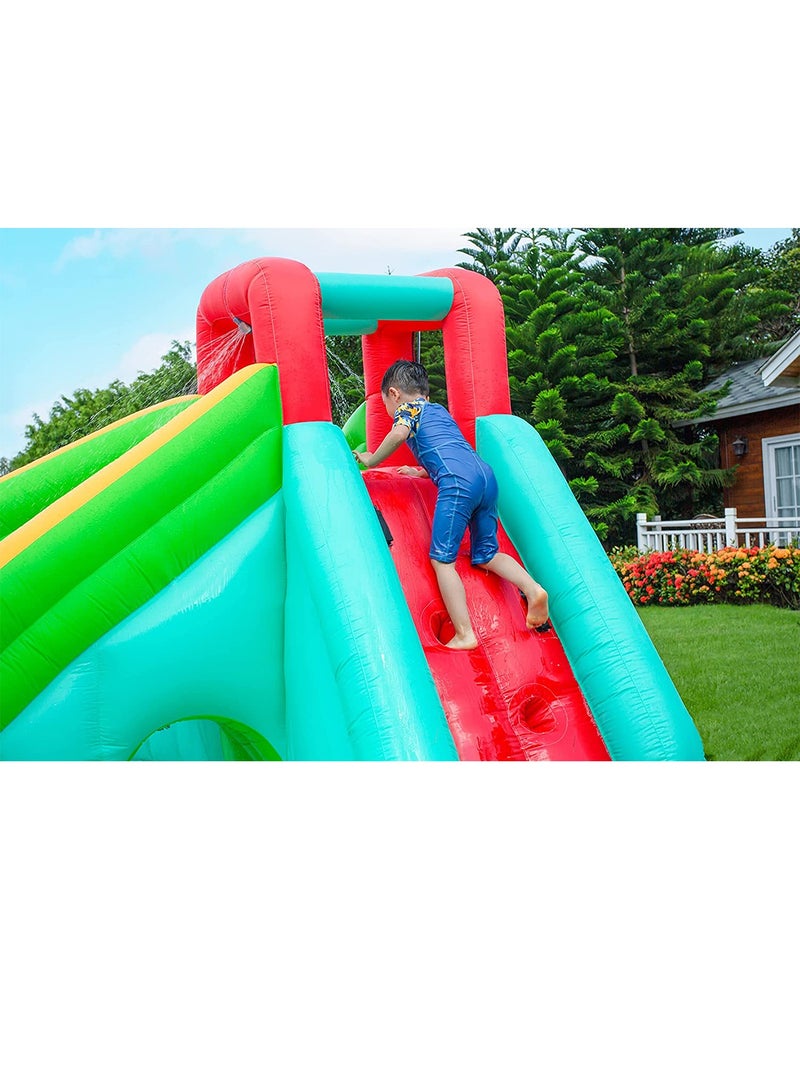 Inflatable Twin Water Slide With Bouncer and Tunnel for Kids Outdoor Play - Image 4
