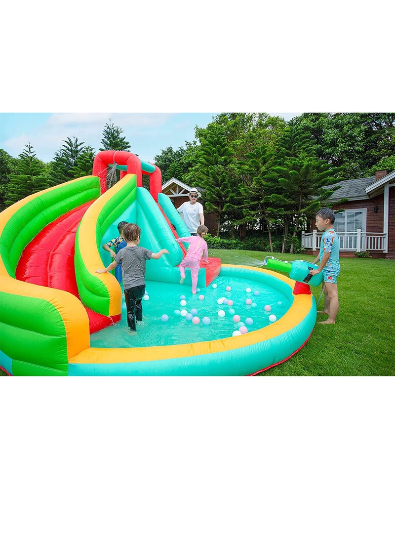 Inflatable Twin Water Slide With Bouncer and Tunnel for Kids Outdoor Play - Image 3