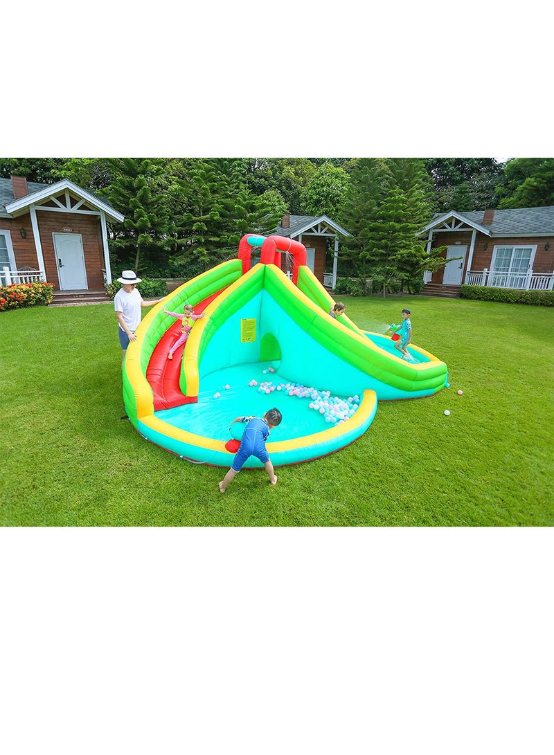 Inflatable Twin Water Slide With Bouncer and Tunnel for Kids Outdoor Play - Image 2