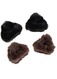 Luzen 4Pcs Plush Cat Ears Hair Claw Clips Barrettes Forehead Hair Bangs Clip Headwear Halloween Cosplay Costume Hair Accessories For Women Girls Black And Coffee  - Image 1