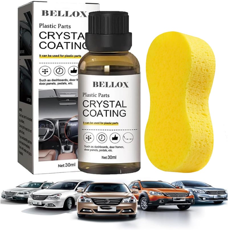 BELLOX ENTERPRISE BELLOX Crystal Coating for Car Bike Plastic Parts | 30ml PVC Restorer for Car Revitalizing Coating Agent | Car Maintenance Dashboard Plastic Parts | Crystal Coating Cleaner Polish Shining Accessories - Image 1