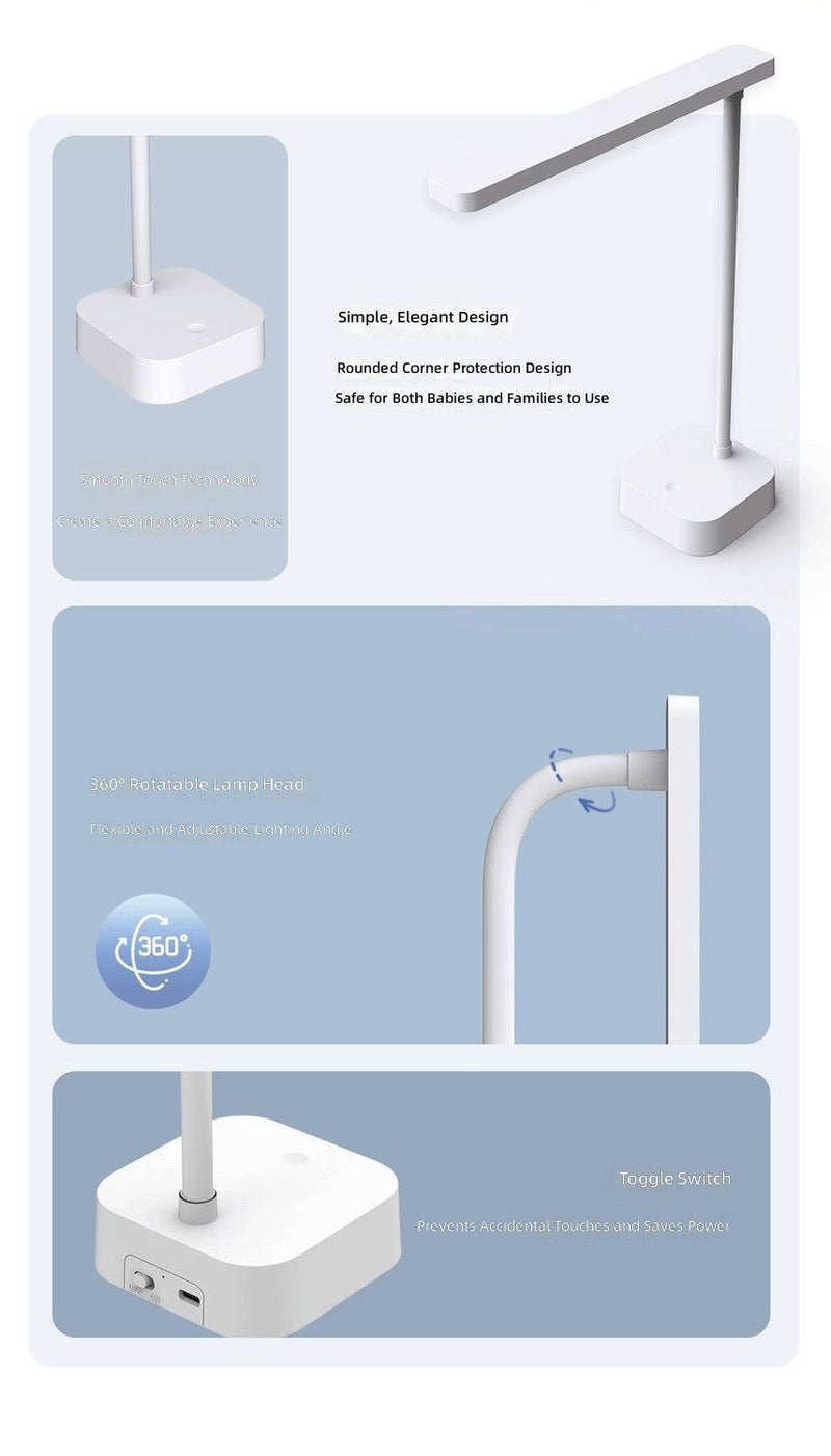 Yeelight LED Desk Lamp, Foldable Rechargeable Bedside Reading Light for Study, Dorm, Bedroom, Touch Control, 360° Adjustable - Image 3