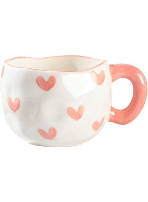 Cute Coffee Mug Hand Painted Creative Hand Painted Small Hearts Coffee Mug (Pink Heart)